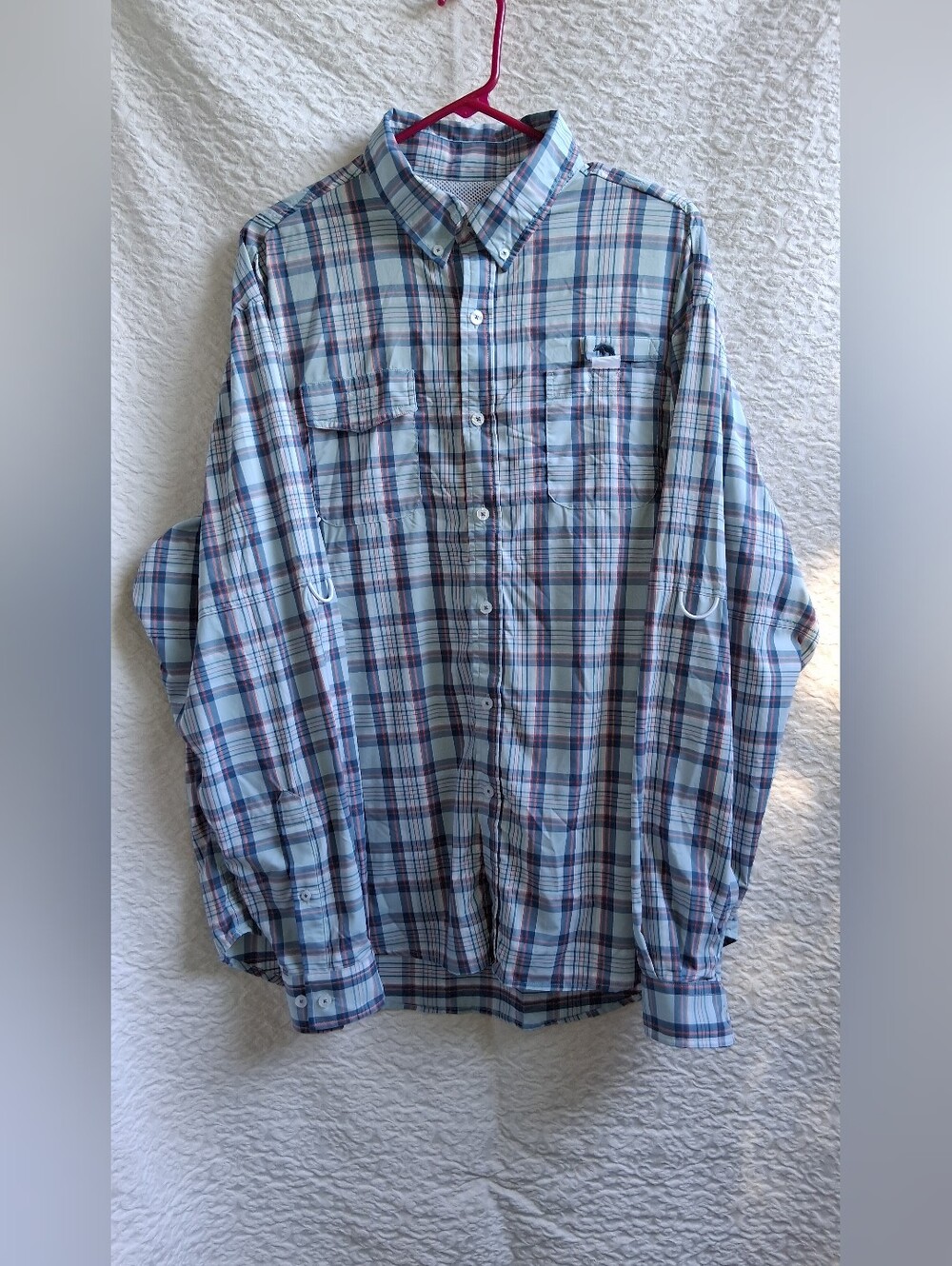 Onward Reserve Performance Light Blue Plaid Button-Down Shirt